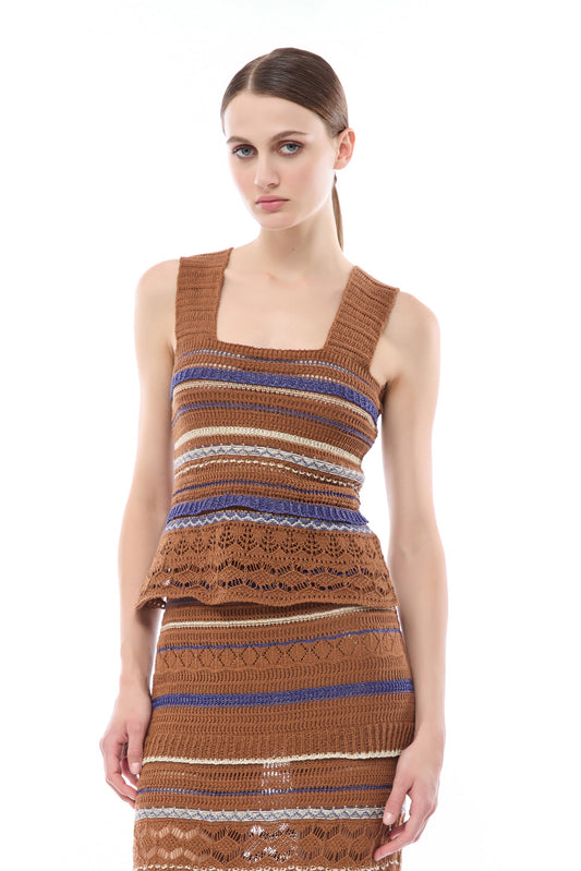 TOP IN MAGLIA MOKA